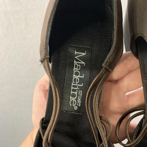 VTG Madeline Stuart Womens Strappy Square Block Heels Sz 8 M Brown Y2K Formal - Picture 8 of 11